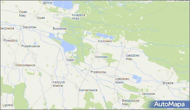 mapa Koniowo gmina Trzebnica, Koniowo gmina Trzebnica na mapie Targeo