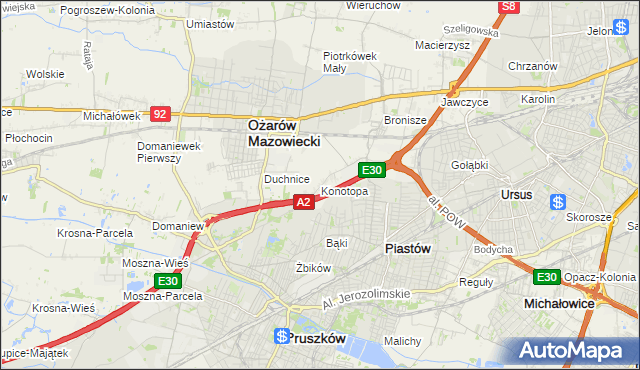 mapa Konotopa gmina Ożarów Mazowiecki, Konotopa gmina Ożarów Mazowiecki na mapie Targeo