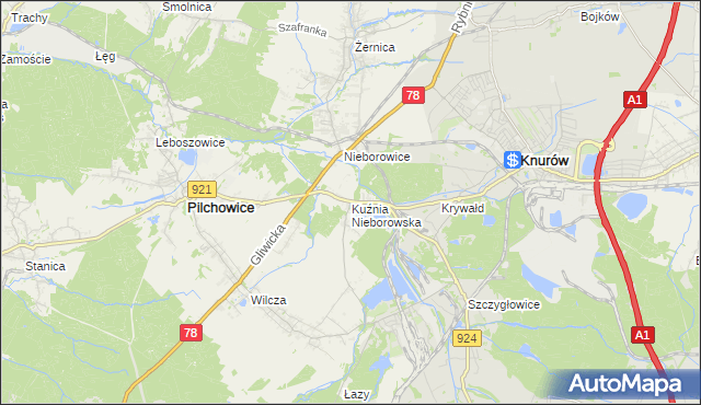 mapa Kuźnia Nieborowska, Kuźnia Nieborowska na mapie Targeo