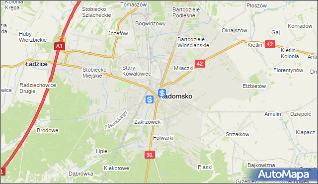 mapa Radomsko, Radomsko na mapie Targeo