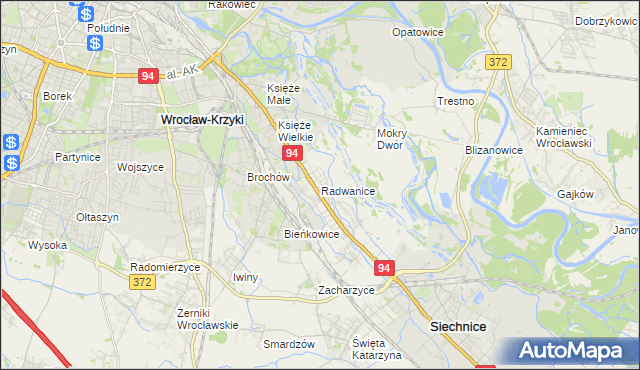 mapa Radwanice gmina Siechnice, Radwanice gmina Siechnice na mapie Targeo