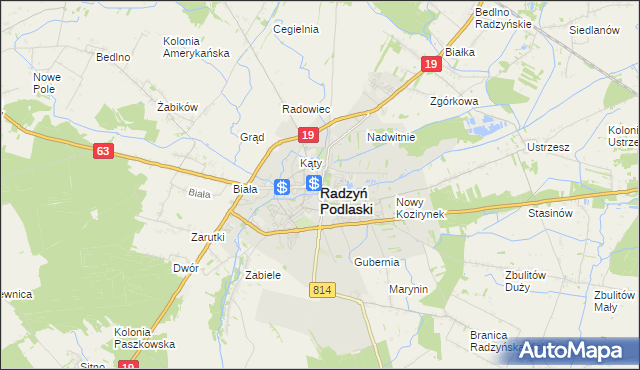 mapa Radzyń Podlaski, Radzyń Podlaski na mapie Targeo