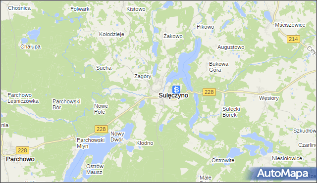 mapa Sulęczyno, Sulęczyno na mapie Targeo