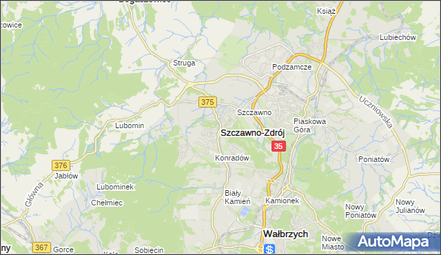 mapa Szczawno-Zdrój, Szczawno-Zdrój na mapie Targeo