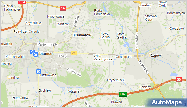 mapa Wola Zaradzyńska, Wola Zaradzyńska na mapie Targeo