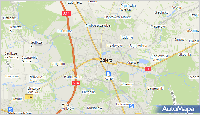 mapa Zgierz, Zgierz na mapie Targeo