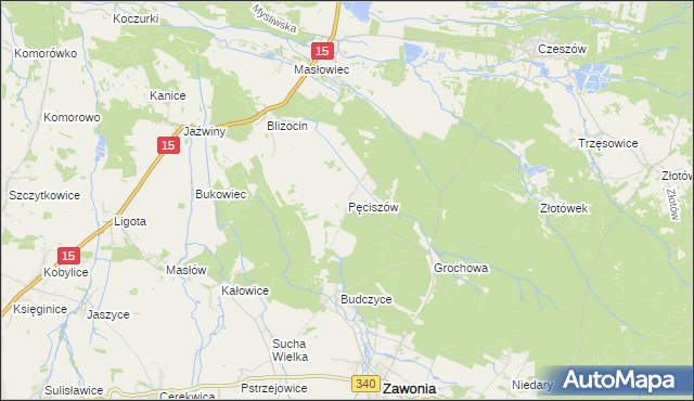 mapa Pęciszów, Pęciszów na mapie Targeo