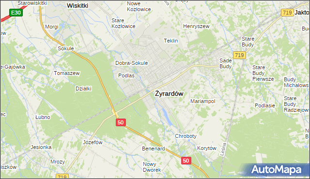 mapa Żyrardów, Żyrardów na mapie Targeo