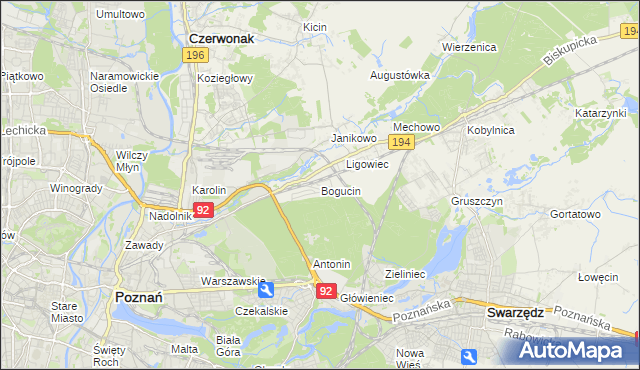 mapa Bogucin gmina Swarzędz, Bogucin gmina Swarzędz na mapie Targeo