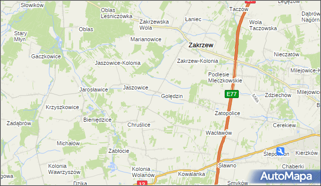 mapa Golędzin, Golędzin na mapie Targeo