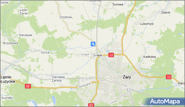 mapa Grabik gmina Żary, Grabik gmina Żary na mapie Targeo