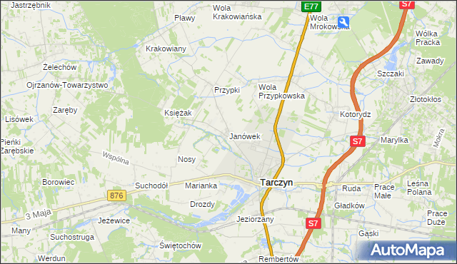 mapa Janówek gmina Tarczyn, Janówek gmina Tarczyn na mapie Targeo