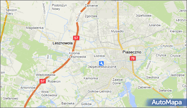 mapa Łoziska, Łoziska na mapie Targeo