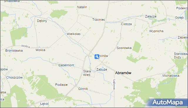 mapa Marcinów gmina Abramów, Marcinów gmina Abramów na mapie Targeo