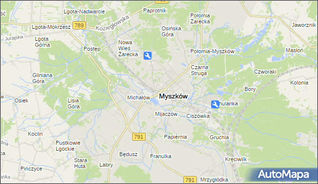 mapa Myszków, Myszków na mapie Targeo