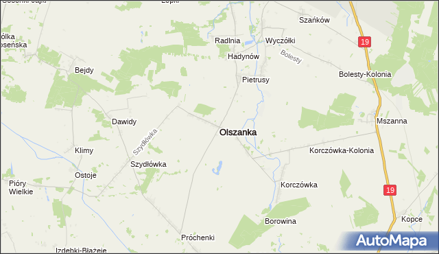 mapa Olszanka powiat łosicki, Olszanka powiat łosicki na mapie Targeo