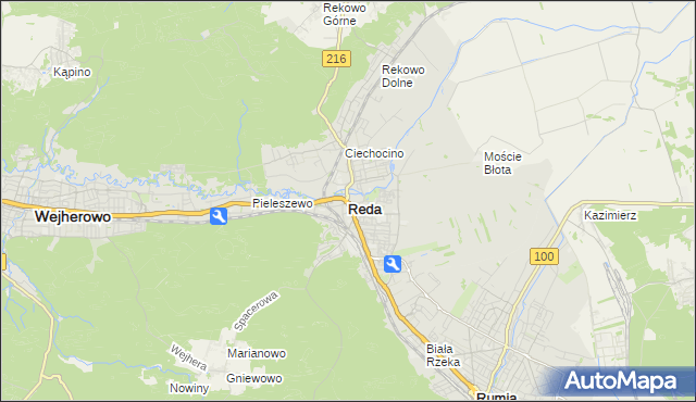 mapa Reda, Reda na mapie Targeo