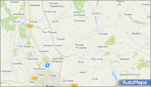 mapa Rypałki Prywatne, Rypałki Prywatne na mapie Targeo