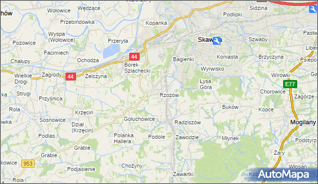mapa Rzozów, Rzozów na mapie Targeo