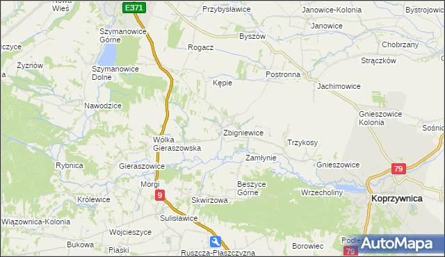 mapa Zbigniewice, Zbigniewice na mapie Targeo