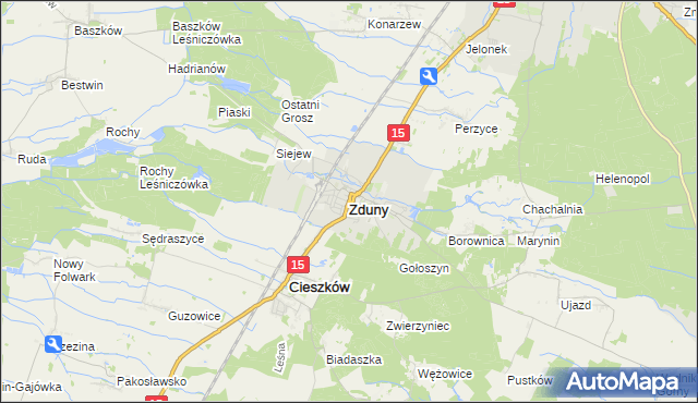 mapa Zduny powiat krotoszyński, Zduny powiat krotoszyński na mapie Targeo