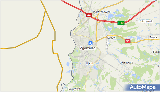 mapa Zgorzelec, Zgorzelec na mapie Targeo