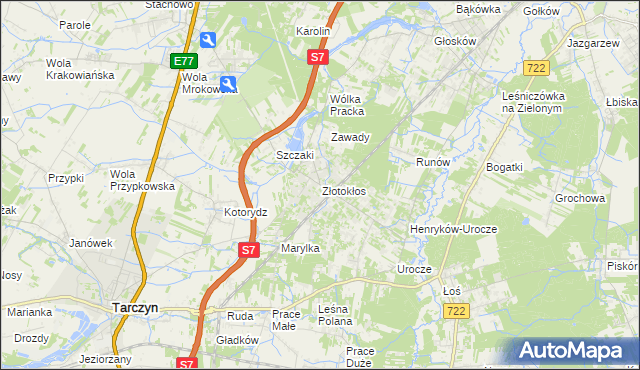 mapa Złotokłos, Złotokłos na mapie Targeo