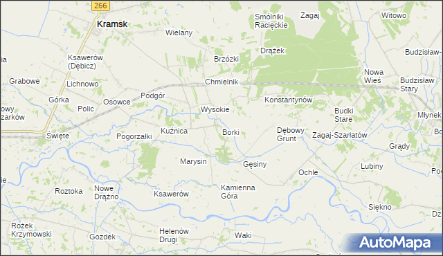 mapa Borki gmina Kramsk, Borki gmina Kramsk na mapie Targeo