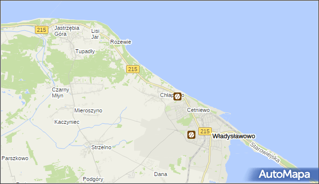 mapa Chłapowo gmina Władysławowo, Chłapowo gmina Władysławowo na mapie Targeo