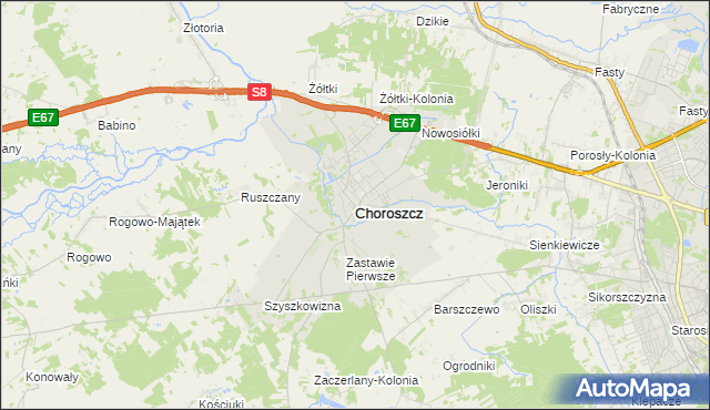 mapa Choroszcz, Choroszcz na mapie Targeo