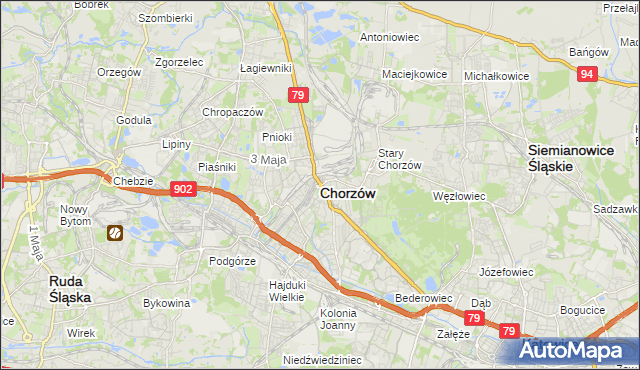 mapa Chorzów, Chorzów na mapie Targeo