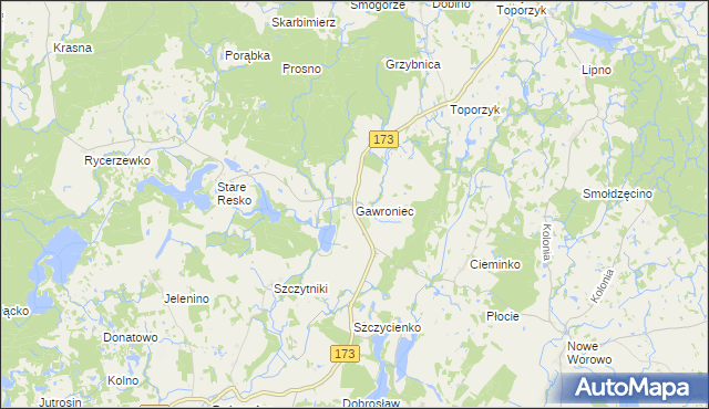 mapa Gawroniec gmina Połczyn-Zdrój, Gawroniec gmina Połczyn-Zdrój na mapie Targeo