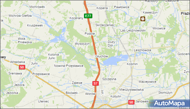 mapa Głuchów gmina Grójec, Głuchów gmina Grójec na mapie Targeo