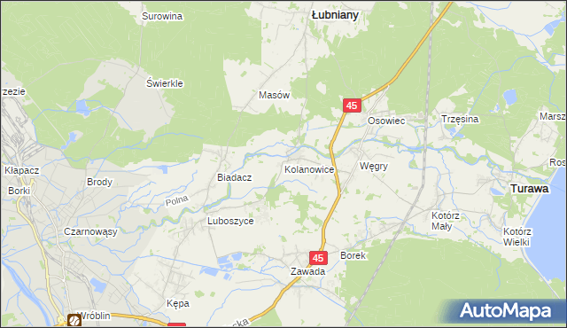 mapa Kolanowice, Kolanowice na mapie Targeo