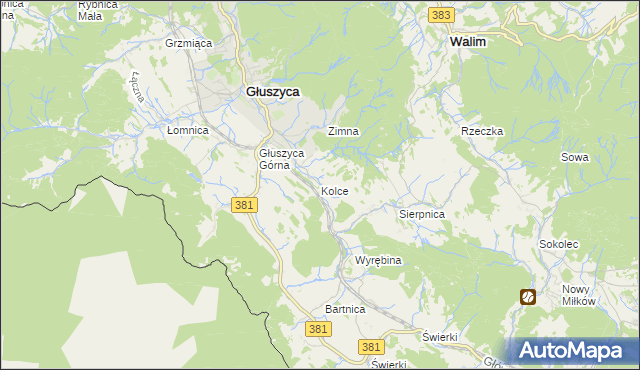 mapa Kolce, Kolce na mapie Targeo