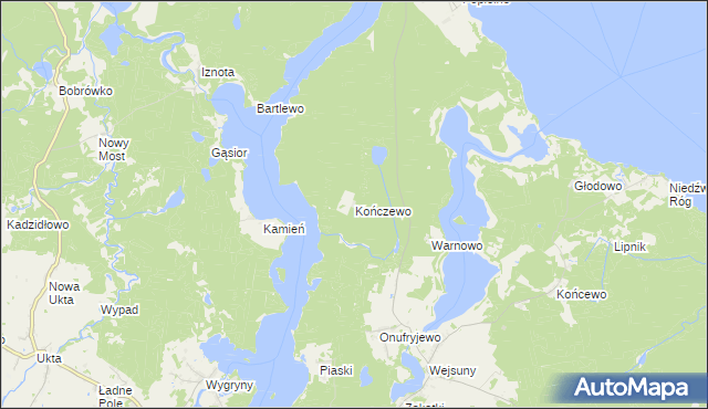 mapa Kończewo gmina Ruciane-Nida, Kończewo gmina Ruciane-Nida na mapie Targeo