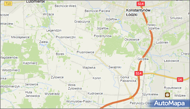 mapa Porszewice, Porszewice na mapie Targeo