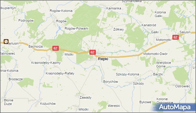 mapa Repki powiat sokołowski, Repki powiat sokołowski na mapie Targeo