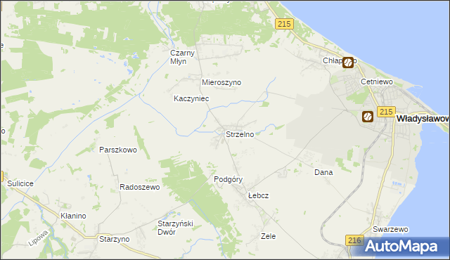 mapa Strzelno gmina Puck, Strzelno gmina Puck na mapie Targeo