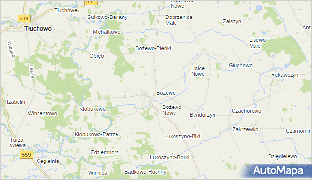 mapa Bożewo gmina Mochowo, Bożewo gmina Mochowo na mapie Targeo
