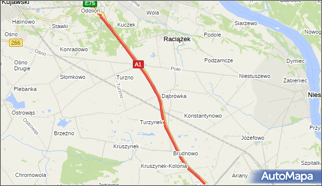 mapa Dąbrówka gmina Raciążek, Dąbrówka gmina Raciążek na mapie Targeo