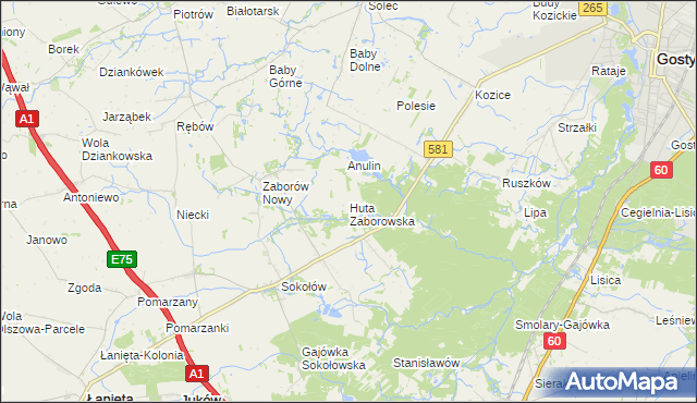 mapa Huta Zaborowska, Huta Zaborowska na mapie Targeo