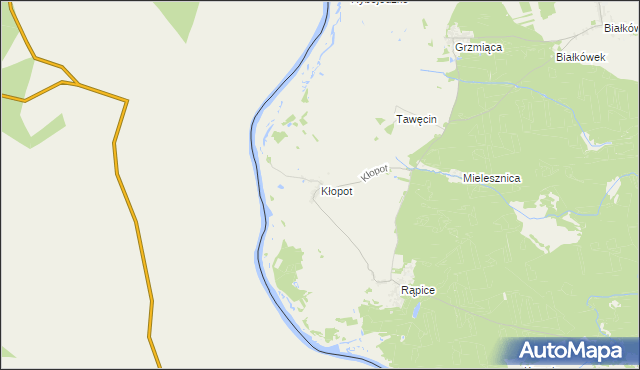 mapa Kłopot gmina Cybinka, Kłopot gmina Cybinka na mapie Targeo
