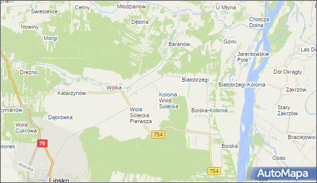 mapa Kolonia Wola Solecka, Kolonia Wola Solecka na mapie Targeo