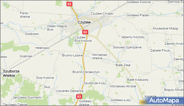 mapa Michałowo Wielkie, Michałowo Wielkie na mapie Targeo
