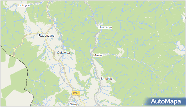 mapa Mików gmina Komańcza, Mików gmina Komańcza na mapie Targeo