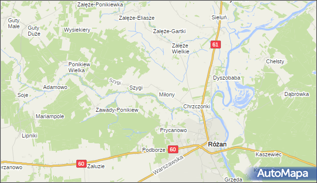 mapa Miłony, Miłony na mapie Targeo