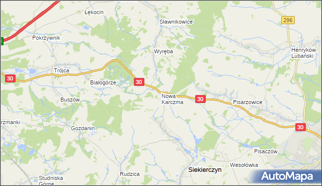 mapa Nowa Karczma gmina Siekierczyn, Nowa Karczma gmina Siekierczyn na mapie Targeo