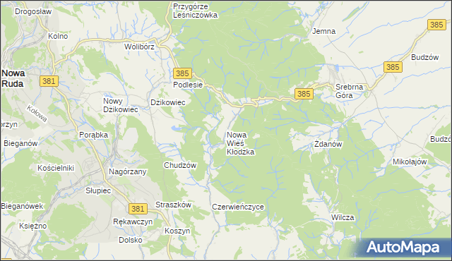 mapa Nowa Wieś Kłodzka, Nowa Wieś Kłodzka na mapie Targeo