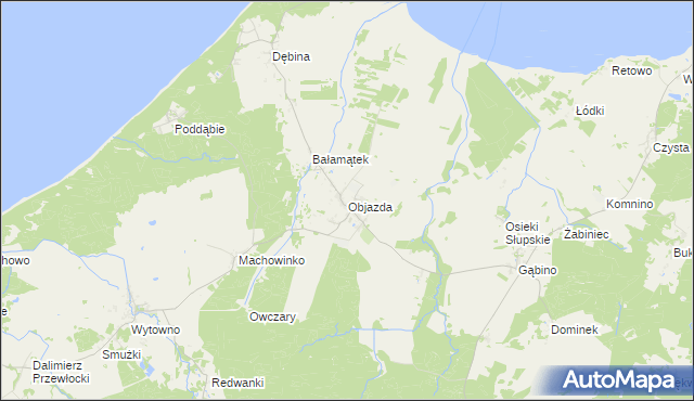 mapa Objazda gmina Ustka, Objazda gmina Ustka na mapie Targeo
